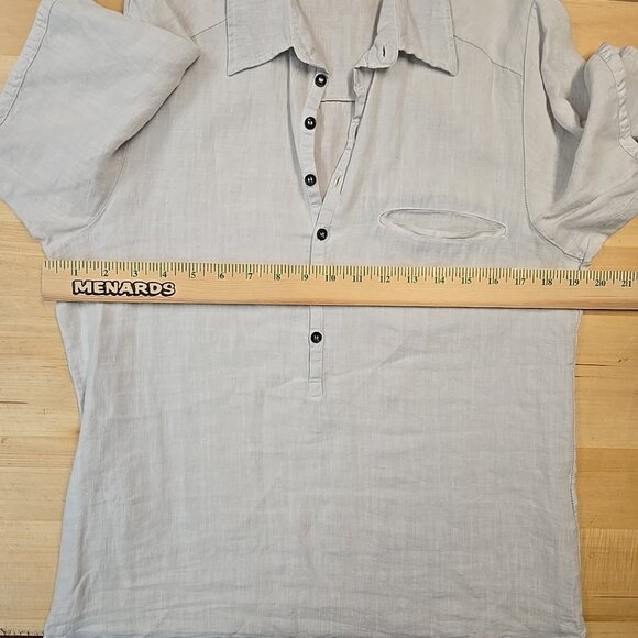 Hannes Roether Henly Shirt 100% Linen Women's Size Small Light Gray Collared - Picture 4 of 8